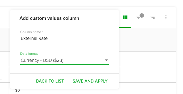 Add custom value - currency