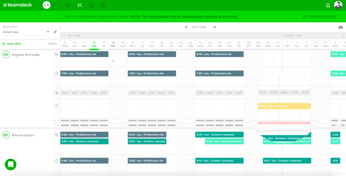 Leave management feature inform a project managers on available resources