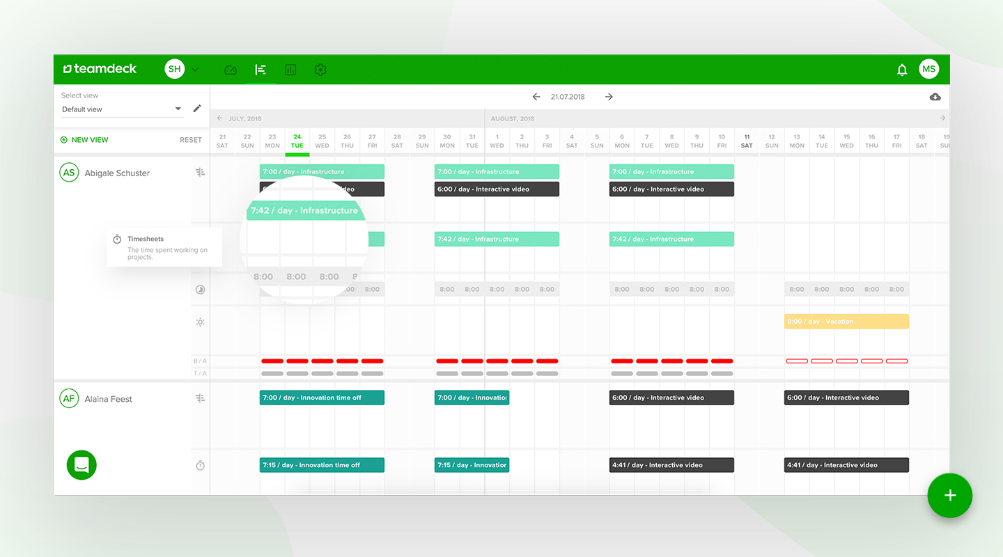 timesheets in teamdeck